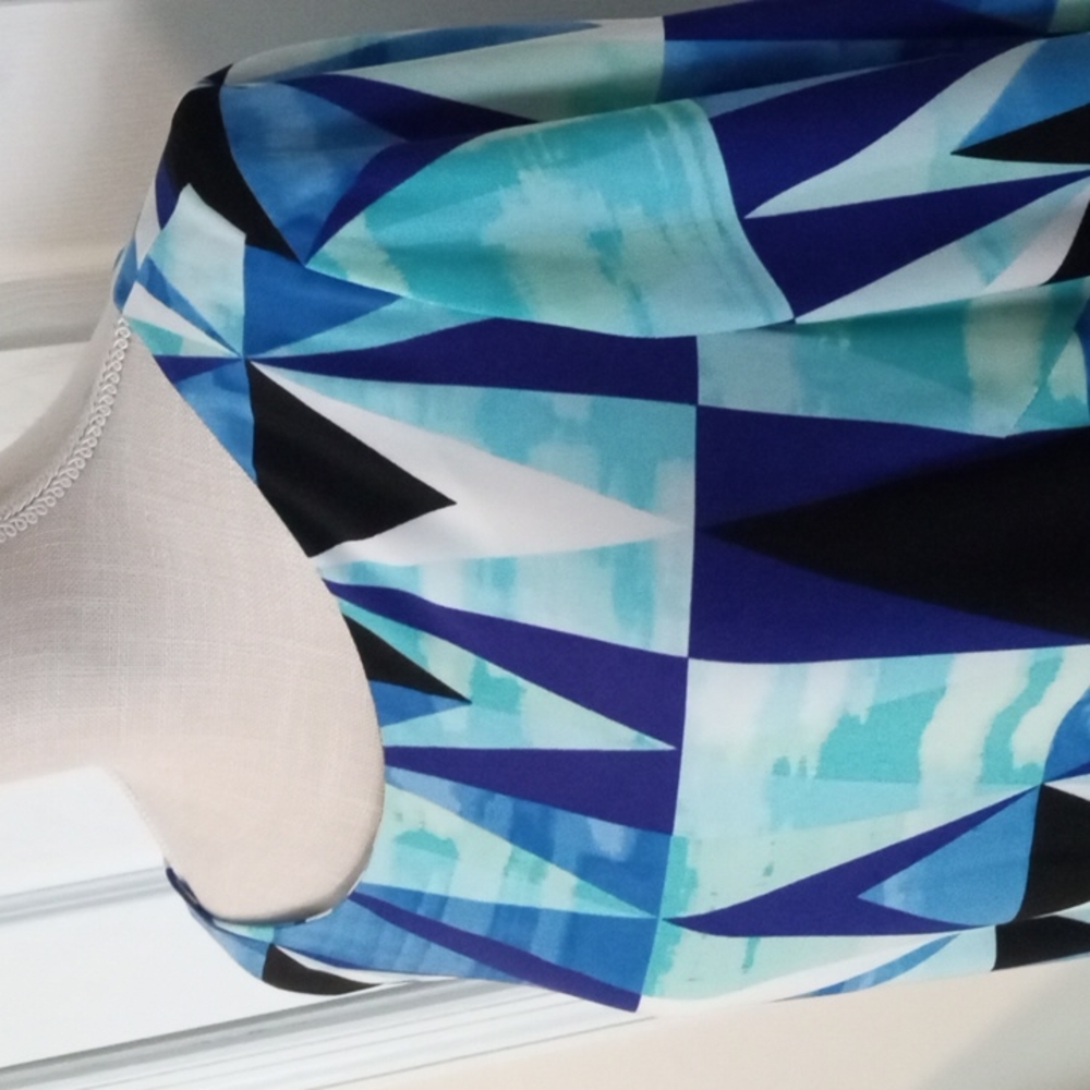 💙 Laura Jeffries Modern Blue Abstract Print Shift Dress Plus Size 16| NW - Picture 2 of 9